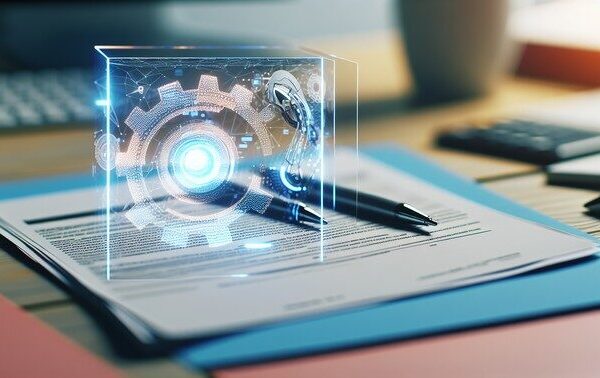 **alt_text**: A dynamic cover depicting AI's impact on insurance, blending modern innovation with industry symbols.