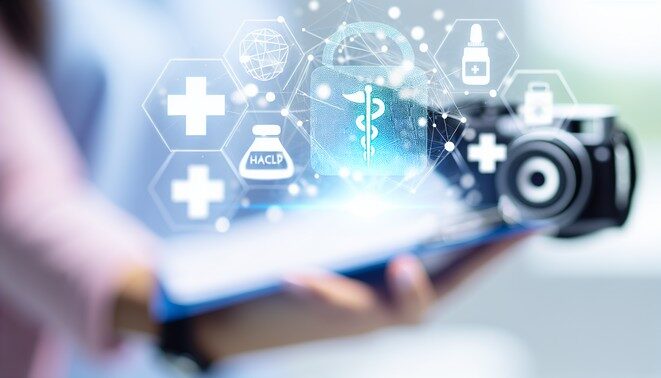 alt_text: A modern guide cover on AI in MAPD insurance, featuring healthcare symbols, technology, and calming colors.